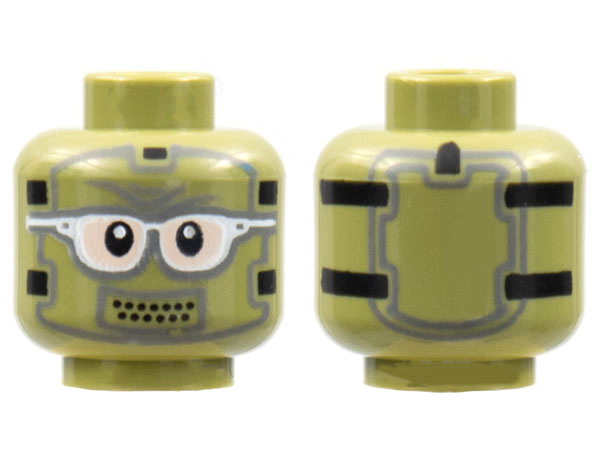 Minifigure, Head Mask, Black Straps and Breathing Holes, White Goggles Pattern