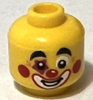 Minifigure, Head Clown Thick Black Eyebrows, Star on Right Eye, Red Cheeks, Open Mouth Smile Pattern (BAM)
