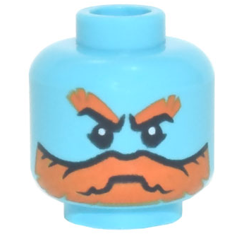 Minifigure, Head Orange Bushy Eyebrows and Full Beard, Black Eyes with White Pupils Pattern