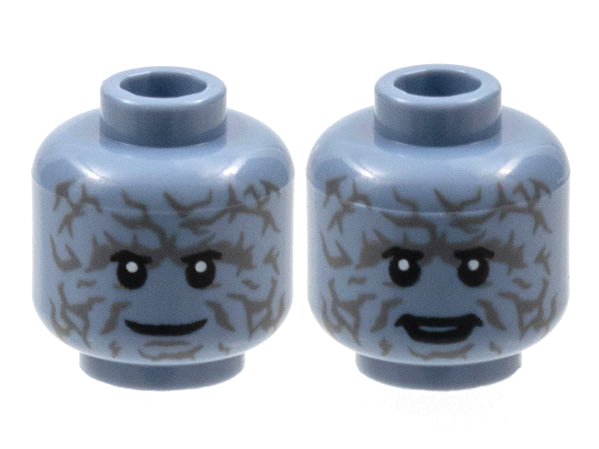 Minifigure, Head Dual Sided Alien, Dark Bluish Gray Contours, Grin / Open Smile Pattern