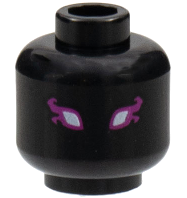 Minifigure, Head Alien with White Eyes with Magenta Flames Pattern
