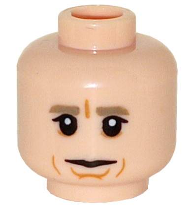 Minifigure, Head Dark Tan Eyebrows, Black Single Eyelashes, Medium Nougat Cheek Lines and Chin Dimple, Neutral Pattern