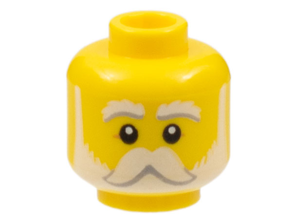 Minifigure, Head White Eyebrows, Moustache, and Beard, Medium Nougat Crow's Feet Pattern
