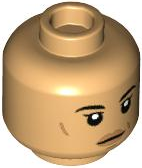 Minifigure, Head Female Black Eyebrows, Medium Nougat Lips, Cheek Lines and Chin Dimple, Neutral Pattern