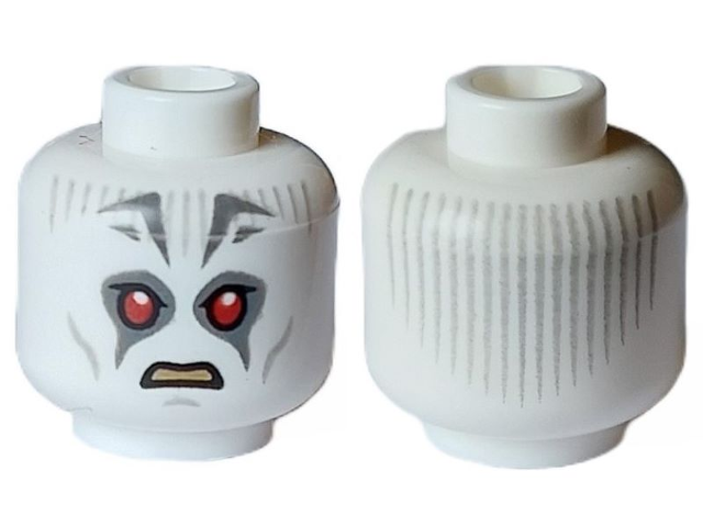 Minifigure, Head Alien with SW Pau'an Red Eyes, Light Bluish Gray Lines and Dark Bluish Gray Markings Pattern (Grand Inquisitor)