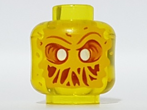 Minifigure, Head Alien Ghost with White Eyes, Bright Light Orange Face, Open Mouth Smile with Slime Pattern