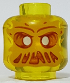 Minifigure, Head Alien Ghost with White Eyes, Bright Light Orange Face, Open Mouth Frown with Slime Pattern