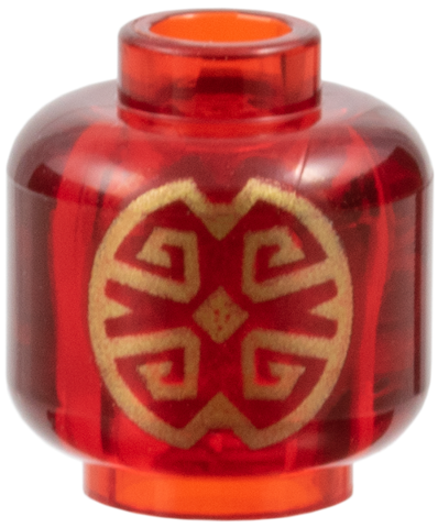 Minifigure, Head without Face with Gold Oriental Pattern on Both Sides