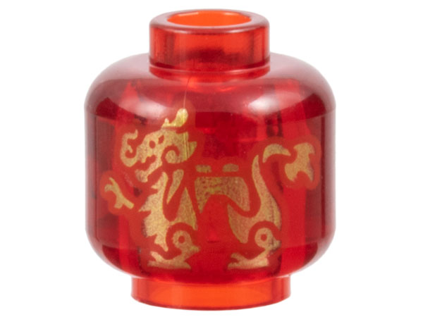 Minifigure, Head without Face with Gold Dragon Pattern on Both Sides