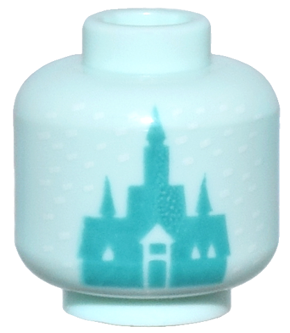 Minifigure, Head without Face with Dark Turquoise Ice Castle and White Snowflakes / Dots Pattern
