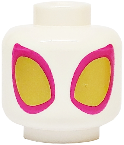 Minifigure, Head Large Magenta and Gold Eyes Pattern