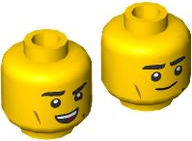 Minifigure, Head Dual Sided Black Eyebrows, Beauty Mark, Medium Nougat Cheek Lines, Open Mouth Smile with Top Teeth and Tongue / Grin Pattern
