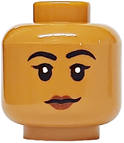 Minifigure, Head Female Black Eyebrows, Eyes and Eyelashes, Reddish Brown Lips, Neutral Pattern