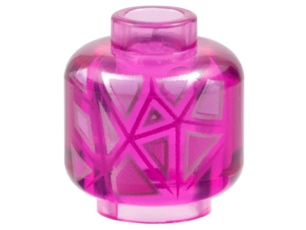 Minifigure, Head without Face with Bright Pink Triangles, Silver Outlines and Dark Pink Lines Pattern