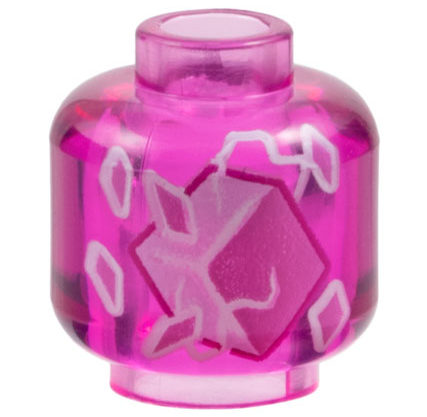 Minifigure, Head without Face with Bright Pink and Dark Pink Cube and Crystals and White Energy Pattern