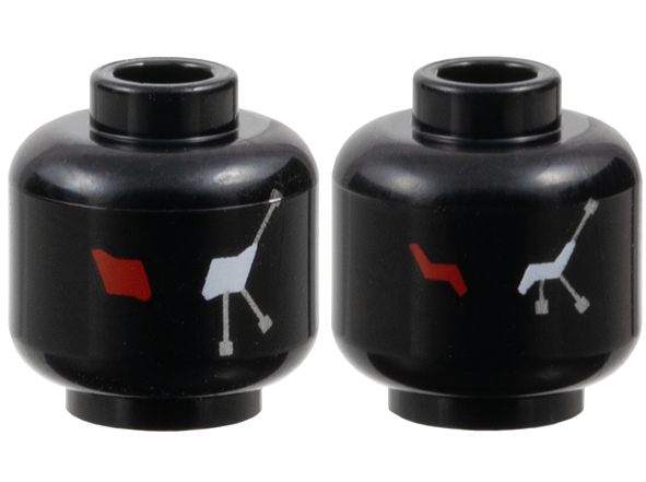 Minifigure, Head Dual Sided Alien Robot with Red and White Lightning Eyes, Silver Circuitry, Wide Eyes / Narrow Eyes Pattern