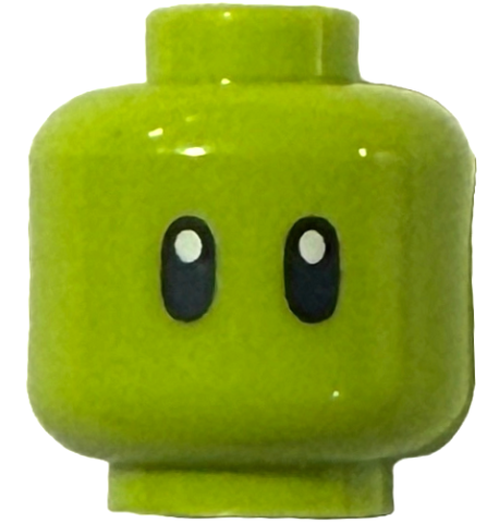 Minifigure, Head Alien with Black Oval Eyes with White Pupils Pattern (BAM)