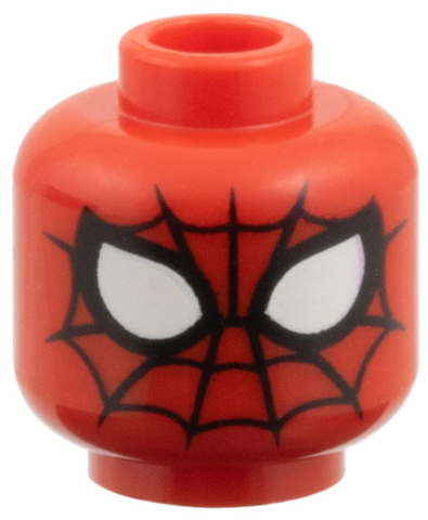 Minifigure, Head Alien with Spider-Man Black Webbing Simple, Large White Eyes with Black Borders Pattern