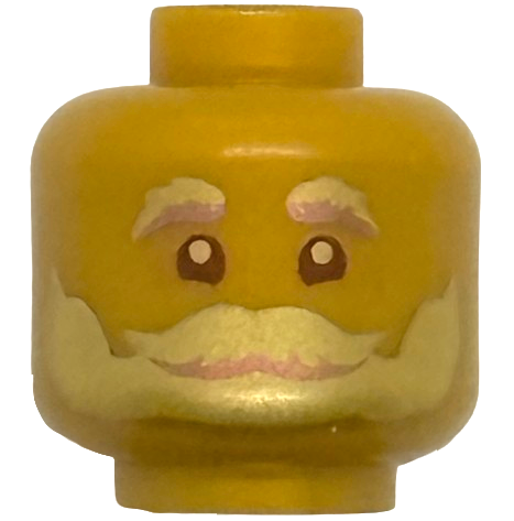 Minifigure, Head Gold and Copper Bushy Eyebrows, Beard, and Moustache, Reddish Brown Eyes Pattern (BAM)