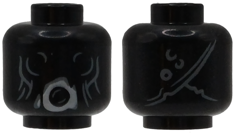 Minifigure, Head Alien Dementor with Dark Bluish Gray Cheek Lines and Eye Holes, Light Bluish Gray Round Mouth Pattern