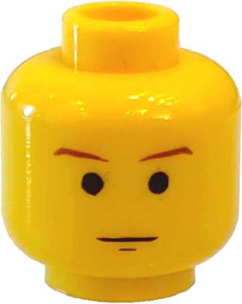 Minifigure, Head Brown Thin Eyebrows, Black Chin Dimple, Neutral Pattern