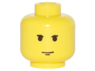 Minifigure, Head Black Upper Eyelids and Chin Dimple, Neutral Pattern