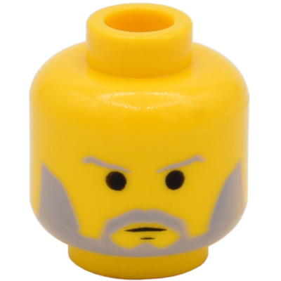 Minifigure, Head Beard with SW Gray Beard and Thin Gray Eyebrows Pattern