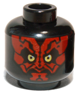 Minifigure, Head Alien with SW Darth Maul, Red Face Pattern