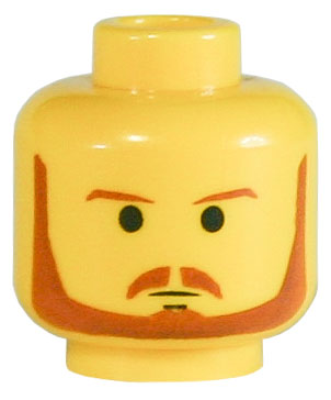 Minifigure, Head Beard with Brown Eyebrows, Moustache and Beard, Black Chin Dimple Pattern