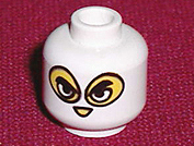 Minifigure, Head Balaclava with Holes over Yellow Face with Angry Black Eyebrows and White Eyes Pattern