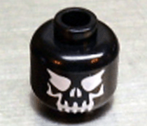 Minifigure, Head Skull Evil with Eyebrows, White Print Pattern