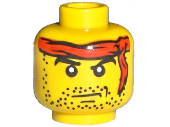 Minifigure, Head Male Headband Red and Stubble Beard Pattern