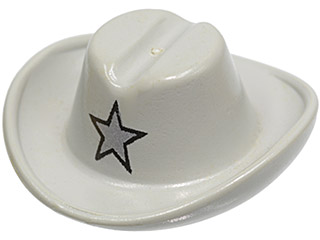 Minifigure, Headgear Hat, Cowboy with Silver Star Pattern