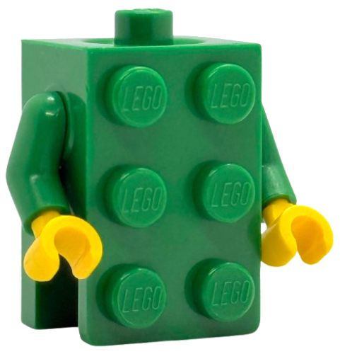 Torso, 2 x 3 Brick Costume / Green Arms / Yellow Hands (BAM)