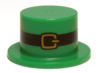 Minifigure, Headgear Hat, Top Hat with Black Belt and Gold Buckle Pattern