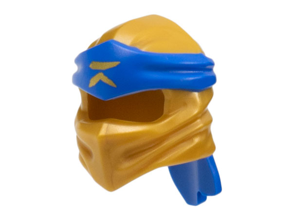 Minifigure, Headgear Ninjago Wrap Type 4 with Molded Blue Headband and Printed Gold Ninjago Logogram Letter R Pattern