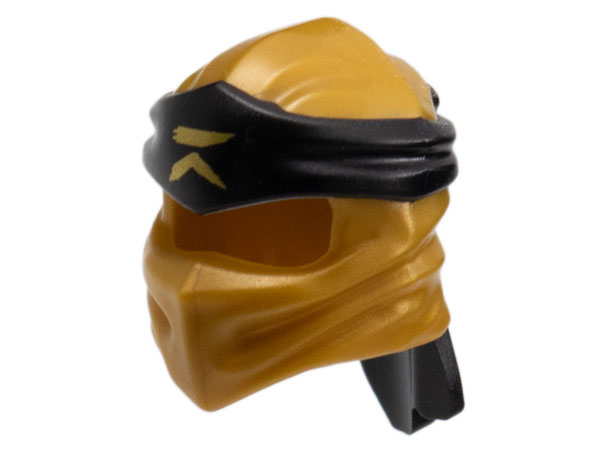 Minifigure, Headgear Ninjago Wrap Type 4 with Molded Black Headband and Printed Gold Ninjago Logogram Letter R Pattern