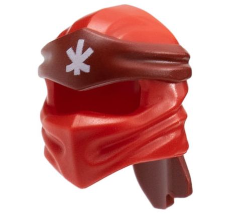 Minifigure, Headgear Ninjago Wrap Type 4 with Molded Dark Red Headband and Printed White Ninjago Logogram Letter K Pattern