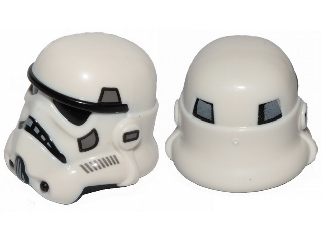 Minifigure, Headgear Helmet SW Stormtrooper with Molded Black Forehead, Eyes, Nose, Chin, and Panels on Back and Printed Dark Bluish Gray Marks and Light Bluish Gray Panels on Back Pattern