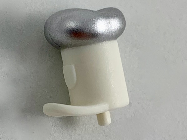 Minifigure, Hat with Small Pin, Tall Hat with Small Brim and Silver Top Pattern