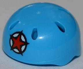 Minifigure, Headgear Helmet Sports with Vent Holes with Red Star Pattern