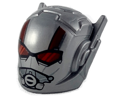 Minifigure, Headgear Helmet with Ear Antennas with Dark Red Goggles and Stripes, Dark Silver Breathing Mask Pattern