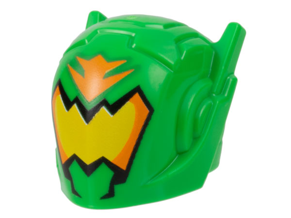 Minifigure, Headgear Helmet with Ear Antennas with Orange and Yellow Visor Pattern