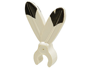 Minifigure, Plume Feathers with Clip and Black Tip Pattern