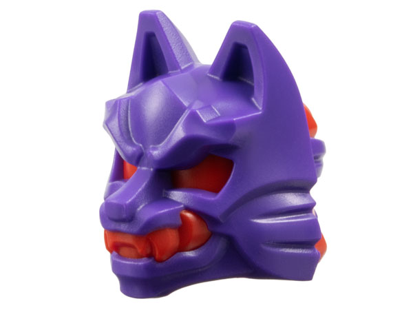 Minifigure, Headgear Mask Wolf with Knot on Back with Molded Red Eyes, Teeth, and Head Wrap Pattern
