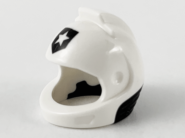 Minifigure, Headgear Helmet Space, City Astronaut with Molded Black Neck Base and Printed Shield with Star (Police Badge Logo) Pattern