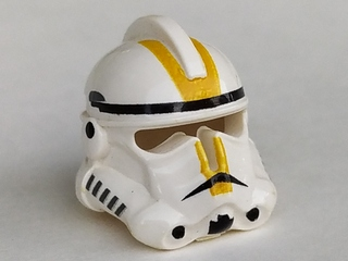 Minifigure, Headgear Helmet SW Clone Trooper Ep.3 with Dark Yellow Stripes Pattern