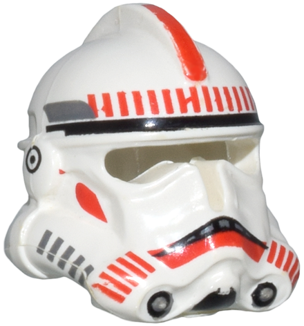 Minifigure, Headgear Helmet SW Clone Trooper Ep.3 with Red Stripe and Mouth Markings Pattern
