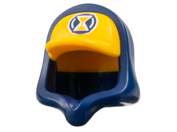 Minifigure, Headgear Hood Hoodie with Molded Bright Light Orange Cap and Printed Hourglass Logo Pattern