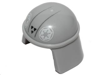 Minifigure, Headgear Helmet SW Imperial Pilot with White Imperial Logos, Black Triangles and Dark Bluish Gray Lines Pattern
